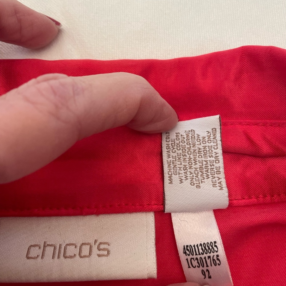 Chico’s sporty satin red long sleeve jacket size 3 - Picture 10 of 16